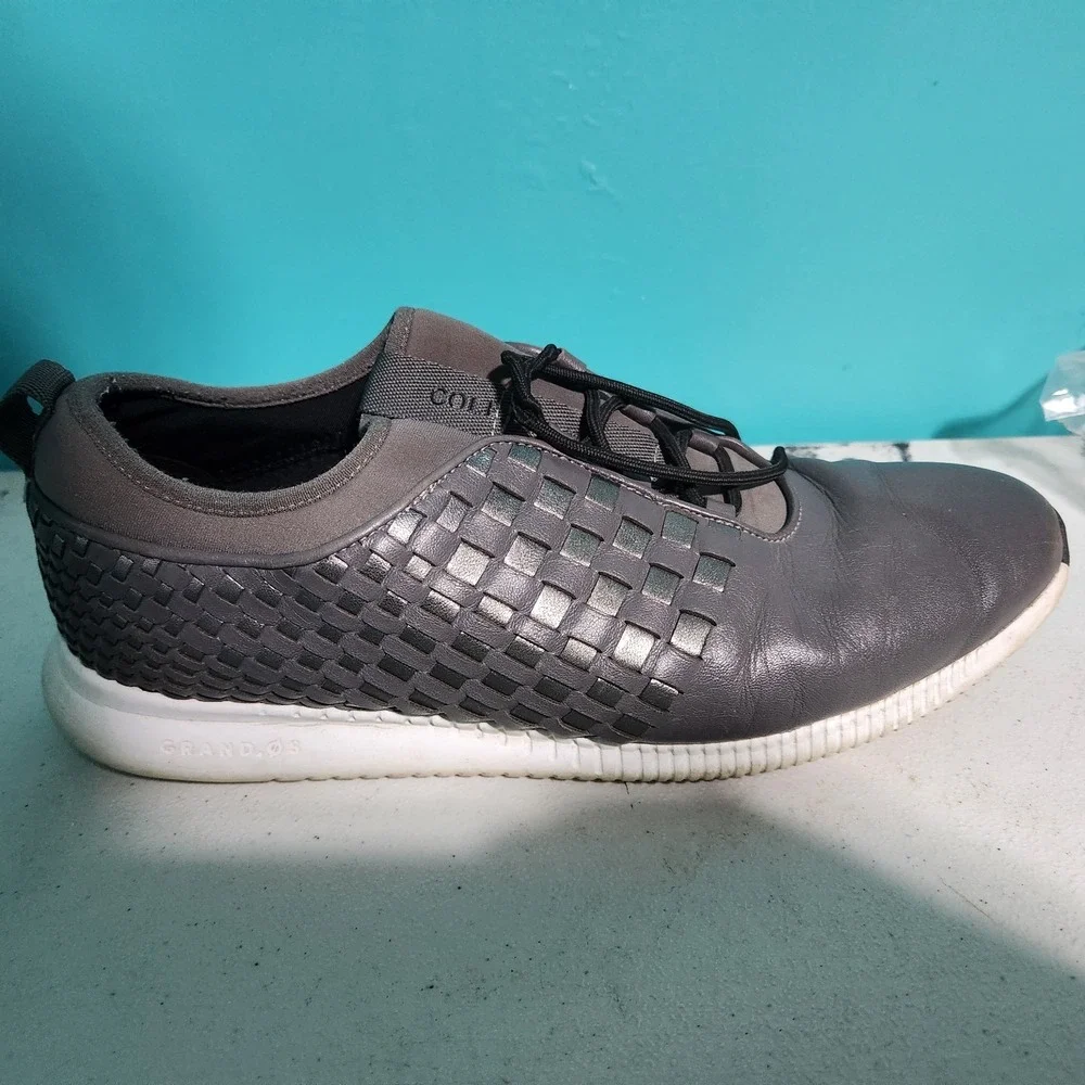 Womens Cole Haan Studio Grand Weave Black Leather Shoes‎ Sneakers Size 8c